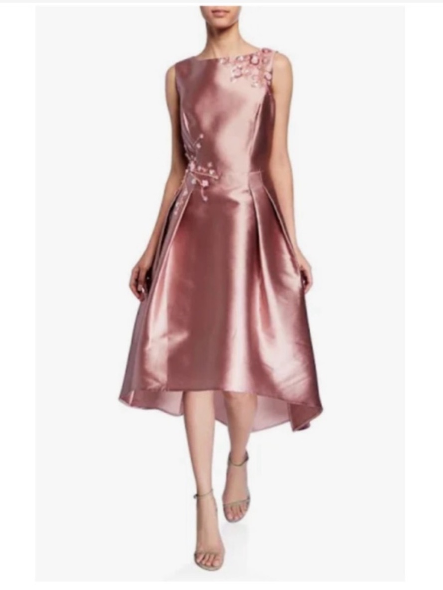 Nwt Teri Jon Mauve Silk Beaded High Low Dress Size 8 — image 6 of 8